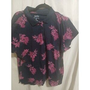 Croft And Barrow Womens Polo Shirt Size Xxl Hawaiian  Pink And Blue